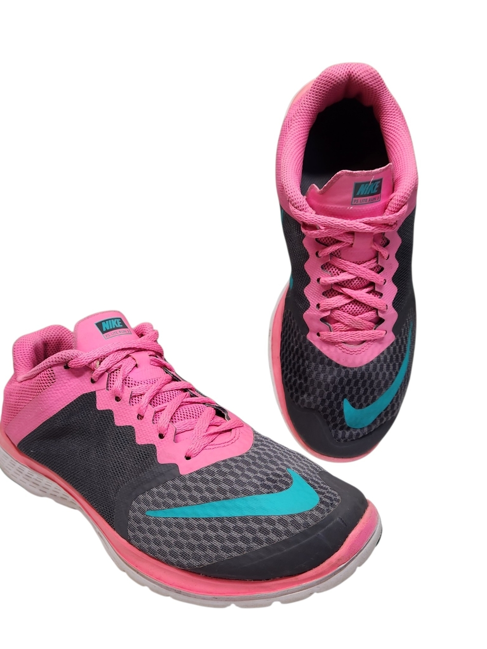 Nike FS Lite Run 3 Running Shoes Sneakers Pink Grey Teal Women's Size 7.5